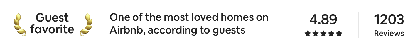 One of the MOST LOVED homes on AIRBNB with 4.89 Stars from over 1200+ reviews